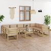 vidaXL Set de muebles de jard&iacute;n 10 pzas con cojines madera impregnada