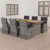 vidaXL Set de comedor de jardín 7 pzas y cojines ratán sintético gris