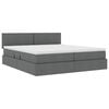 vidaXL Cama con tira de luces LED Gris oscuro 180 x 200 cm tela