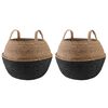 vidaXL Maceta con asas 2 uds. Negro &Oslash; 45 x 36 cm 100% Hierba marina
