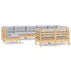 vidaXL Juego de muebles de jard&iacute;n 9 pzas y cojines madera maciza pino