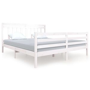 vidaXL Estructura cama de madera maciza blanca super king 180x200 cm