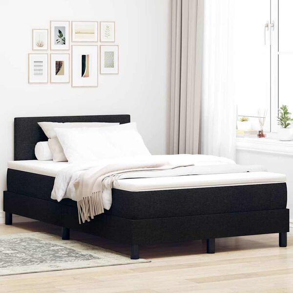 vidaXL Cama tipo Box Spring con colch&oacute;n Negro 120 x 200 cm tela