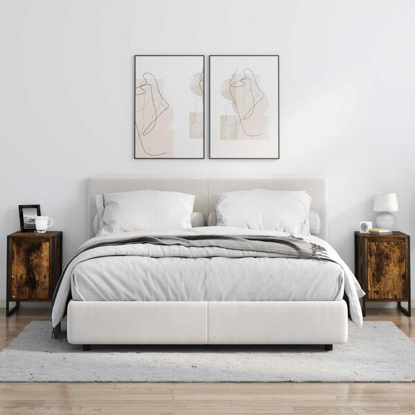 vidaXL Mesa de Noche Roble Humo 39,5 x 30 x 50 cm Madera contrachapada