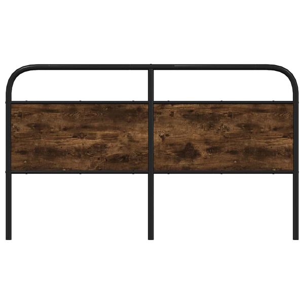 vidaXL Cabecero de acero y madera de ingenier&iacute;a roble ahumado 160 cm