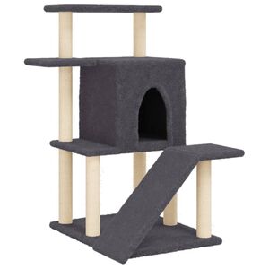 vidaXL Rascador para gatos con postes de sisal gris oscuro 97 cm