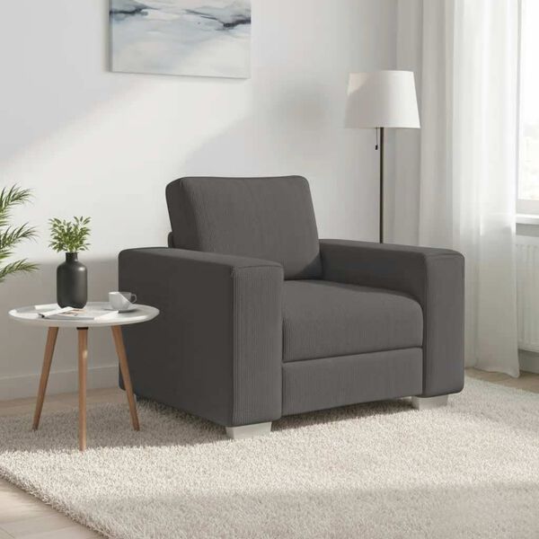 vidaXL Sill&oacute;n de tela de pana gris oscuro 100x77x82 cm