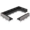 vidaXL Muebles de jard&iacute;n 13 pzas y cojines rat&aacute;n sint&eacute;tico gris oscuro