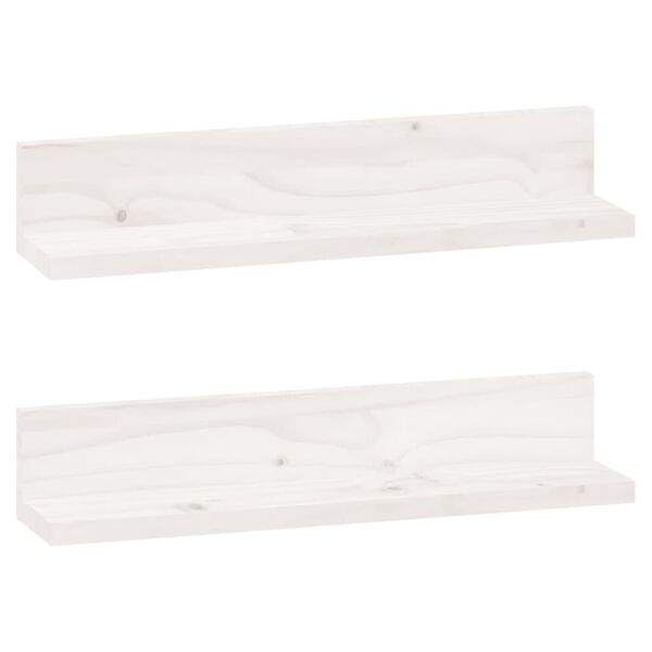 vidaXL Estantes de pared 2 uds madera maciza de pino blanco 50x11x9 cm