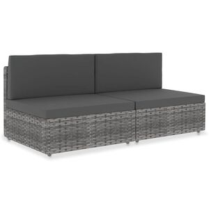 vidaXL Sof&aacute; seccional de 2 plazas de rat&aacute;n sint&eacute;tico gris