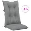 vidaXL Coj&iacute;n silla de jard&iacute;n respaldo alto 6 uds tela gris 120x50x7 cm
