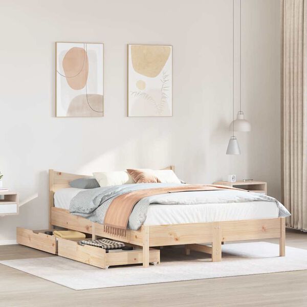 vidaXL Estructura de cama con cajones madera maciza de pino 150x200cm