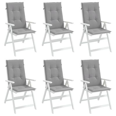 vidaXL Cojín silla de jardín respaldo alto 6 uds tela gris 120x50x3 cm
