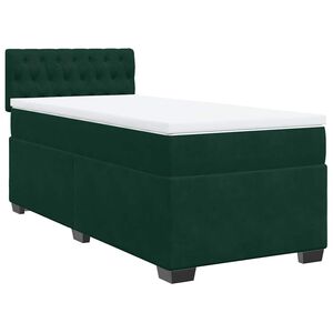 vidaXL Cama box spring con colch&oacute;n terciopelo verde oscuro 90x200 cm