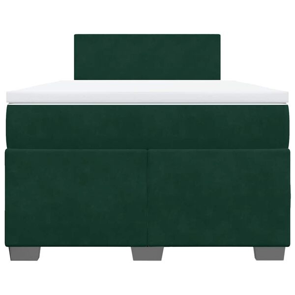 vidaXL Cama box spring con colch&oacute;n terciopelo verde oscuro 120x190 cm