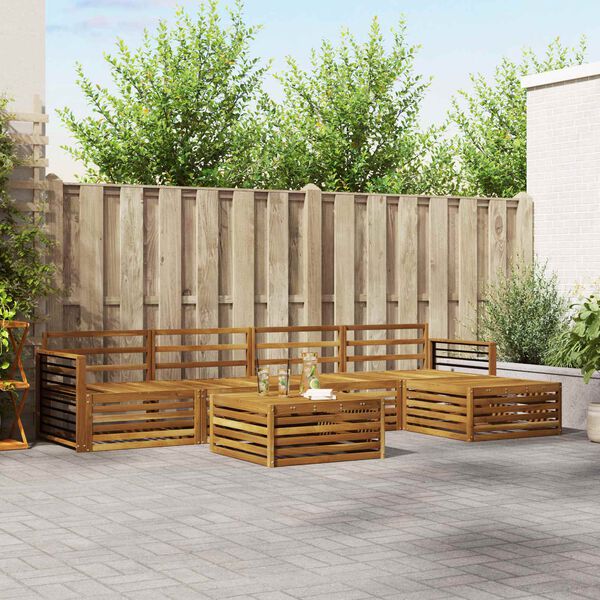 vidaXL Conjunto de sof&aacute;s de exterior 6 pcs Natural