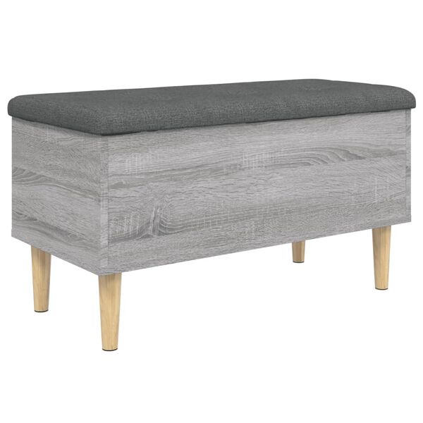 vidaXL Banco con almacenaje madera ingenier&iacute;a gris Sonoma 82x42x46 cm