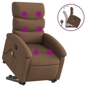 vidaXL Silla de masaje reclinable de pie de tela marr&oacute;n