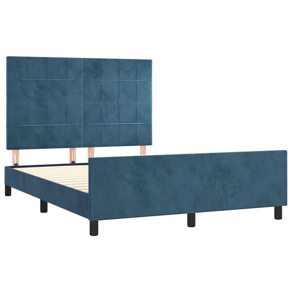 vidaXL Estructura de cama sin colch&oacute;n terciopelo azul oscuro 140x200cm