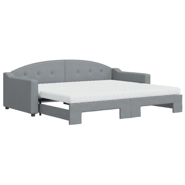 vidaXL Sof&aacute; cama nido con colch&oacute;n tela gris claro 90x200 cm