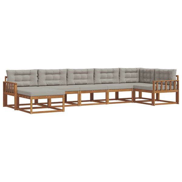 vidaXL Conjunto de sof&aacute;s de exterior 7 pcs Gris Natural y Claro