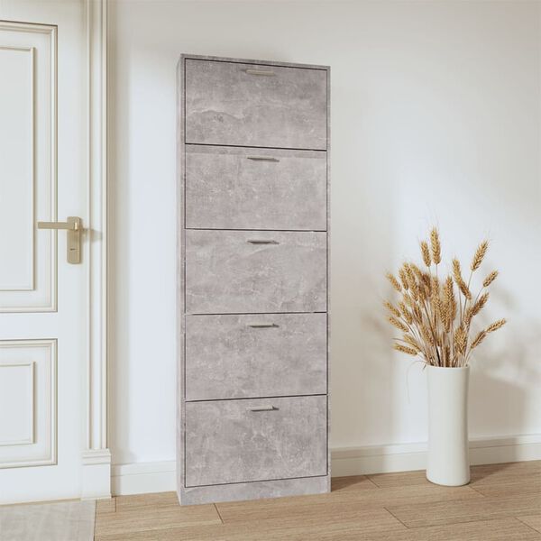 vidaXL Mueble zapatero madera contrachapada gris hormig&oacute;n 59x17x169 cm