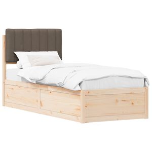 vidaXL Estructura de Cama con Cabecera Tapizada Taup&eacute; 75 x 190 cm