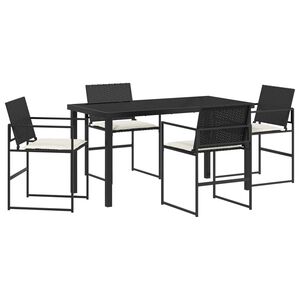 vidaXL Conjunto de Comedor de Jard&iacute;n con coj&iacute;n 5 pcs Negro y crema