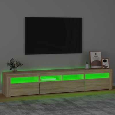 vidaXL Mueble de TV con luces LED roble Sonoma 210x35x40 cm