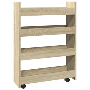 vidaXL Carro de almacenaje estrecho 4 niveles madera roble Sonoma