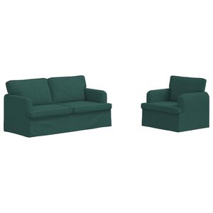vidaXL Juego de Sof&aacute; 2 uds. Verde oscuro tela