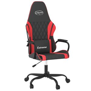 vidaXL Silla gaming de masaje cuero sint&eacute;tico negro y rojo