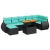 vidaXL Set de sof&aacute;s de jard&iacute;n y cojines 8 piezas rat&aacute;n sint&eacute;tico negro