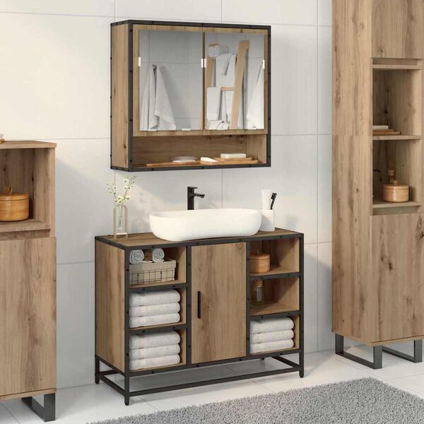 vidaXL Mueble de Cuarto de Baño Roble artesanal 80 x 33 x 60 cm