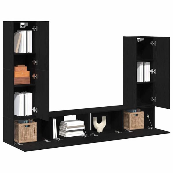 vidaXL Conjunto de mueble de TV 6 pcs Roble Negro Madera de ingeniería