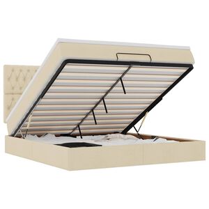vidaXL Estructura de cama otomana con colch&oacute;n tela crema 180x200cm
