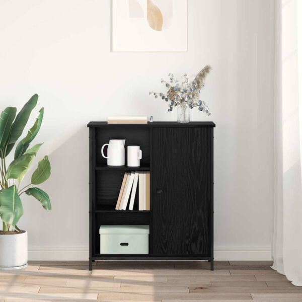 vidaXL Vitrina Roble Negro 70 x 30 x 80 cm Madera contrachapada