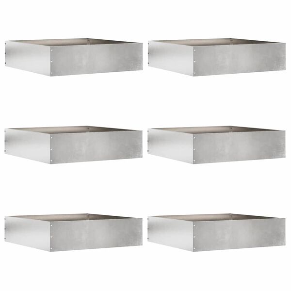 vidaXL Borde de C&eacute;sped 6 pcs Plateado 50 x 50 x 13 cm Acero inoxidable