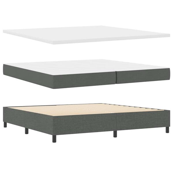 vidaXL Cama tipo Box Spring con colch&oacute;n Gris oscuro 200 x 200 cm tela