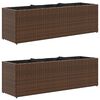 vidaXL Jardineras con 3 maceteros 2 uds rat&aacute;n PE marr&oacute;n 105x30x32 cm