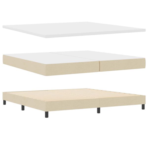 vidaXL Cama tipo Box Spring con colch&oacute;n Crema 200 x 200 cm tela