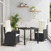 vidaXL Conjunto de Comedor de Jard&iacute;n 3 pcs Negro rat&aacute;n sint&eacute;tico