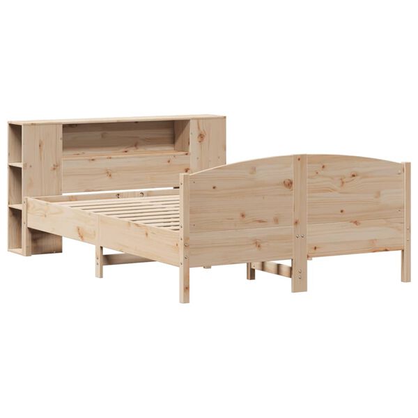 vidaXL Cama con estanter&iacute;a sin colch&oacute;n madera maciza de pino 135x190cm