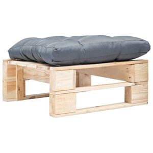 vidaXL Otomana de palets de jard&iacute;n con coj&iacute;n gris madera natural