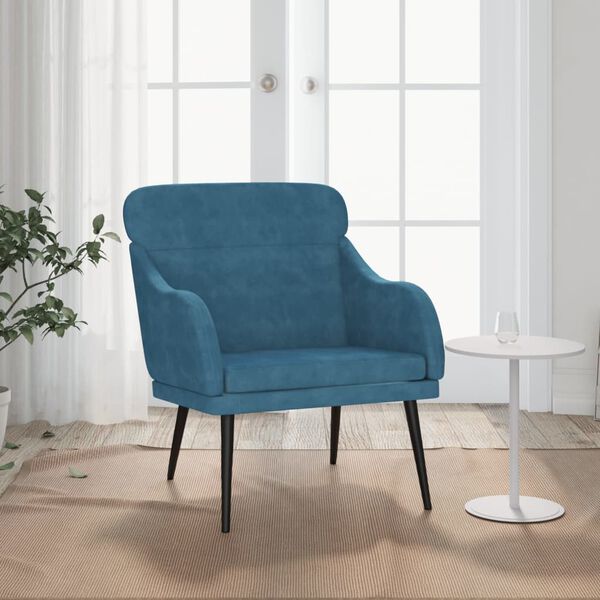 vidaXL Sillón de terciopelo azul 63x76x80 cm