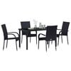 vidaXL Conjunto de Comedor de Jard&iacute;n 5 pcs Negro
