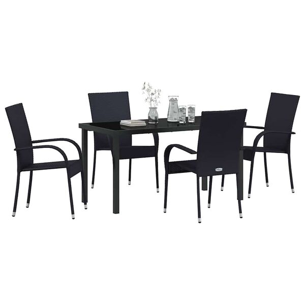 vidaXL Conjunto de Comedor de Jard&iacute;n 5 pcs Negro