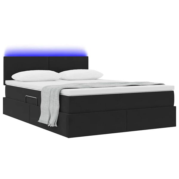 vidaXL Cama con almacenamiento y LED Negro 140 x 190 cm Terciopelo