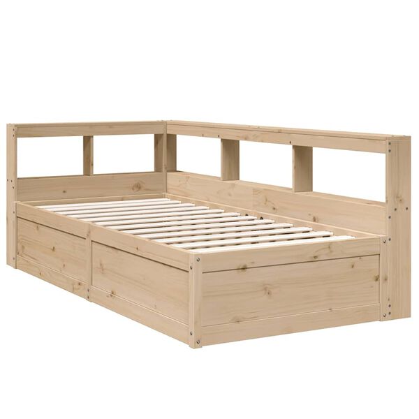 vidaXL Cama con estanter&iacute;a sin colch&oacute;n madera maciza de pino 100x200cm