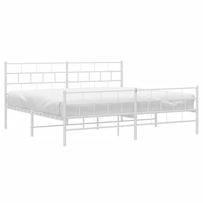 Estructura cama metal con cabecero y estribo blanco 200x200 cm